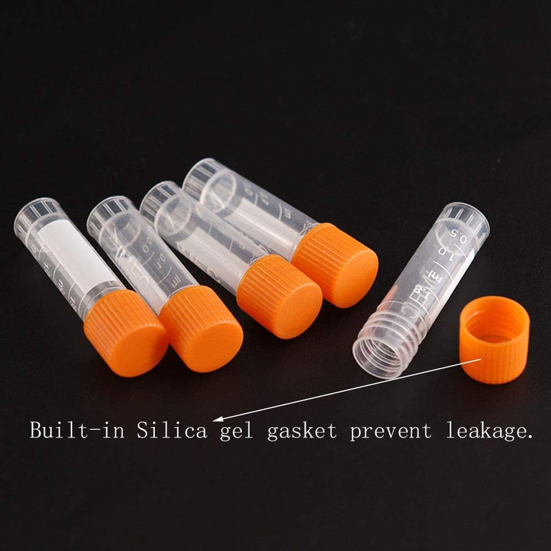 IXGNIJ 81PCS Cryo Tubes 2ml, Plastic Small vials with Screw caps Sample Tubes,PP Material ，with Silica Gel Gasket，Free from DNase, RNase, Human DNA - Image 4